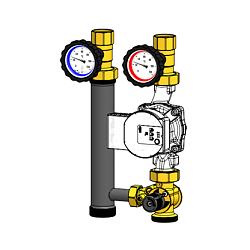 Насосная группа с трехходовым смесительным клапаном с насосом UPSO 25-65/180 без теплоизоляции